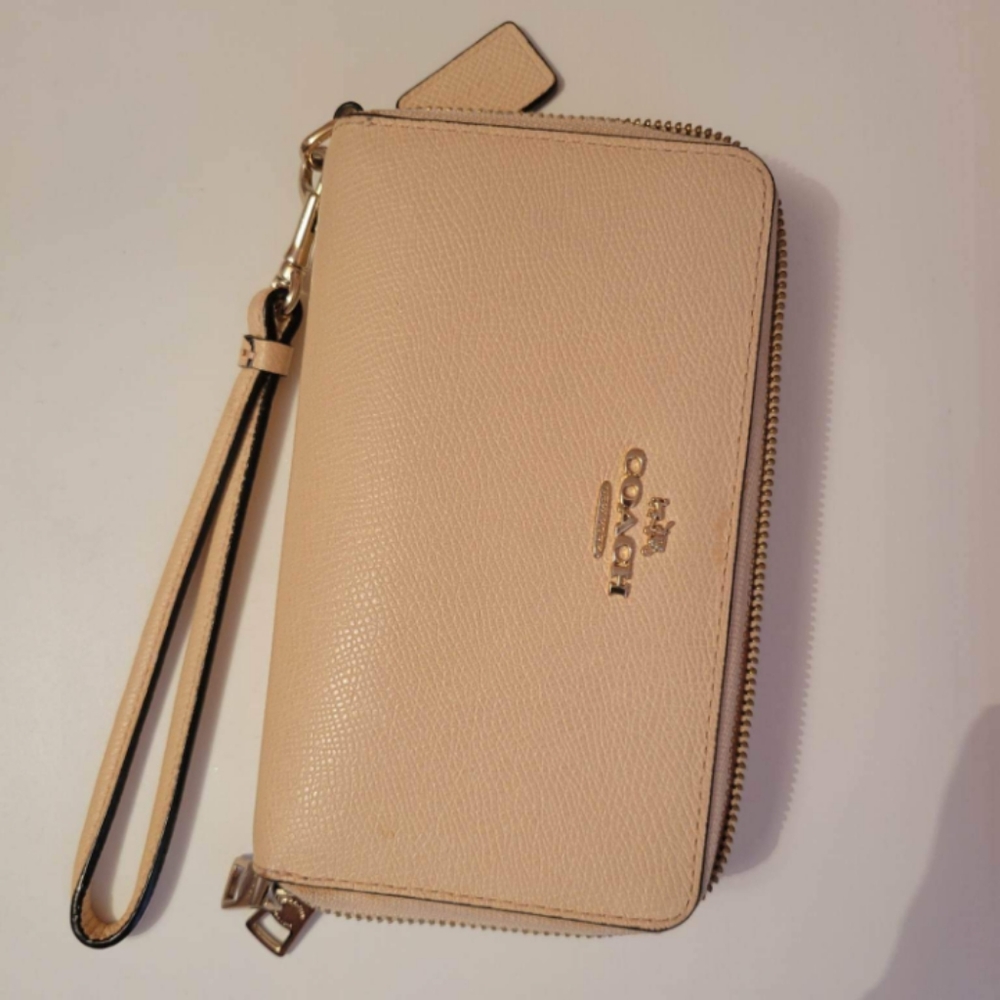 Coach Saffiano Leather Tan Wallet